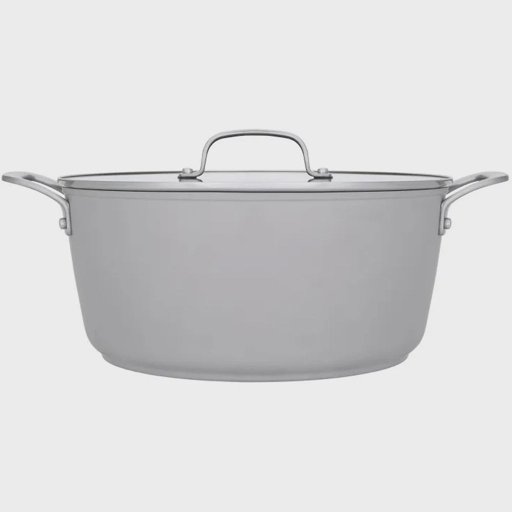 Laura Ashley Forged Aluminium Non-stick Casserole Pot with Glass Lid 28cm - Dark Dove Grey