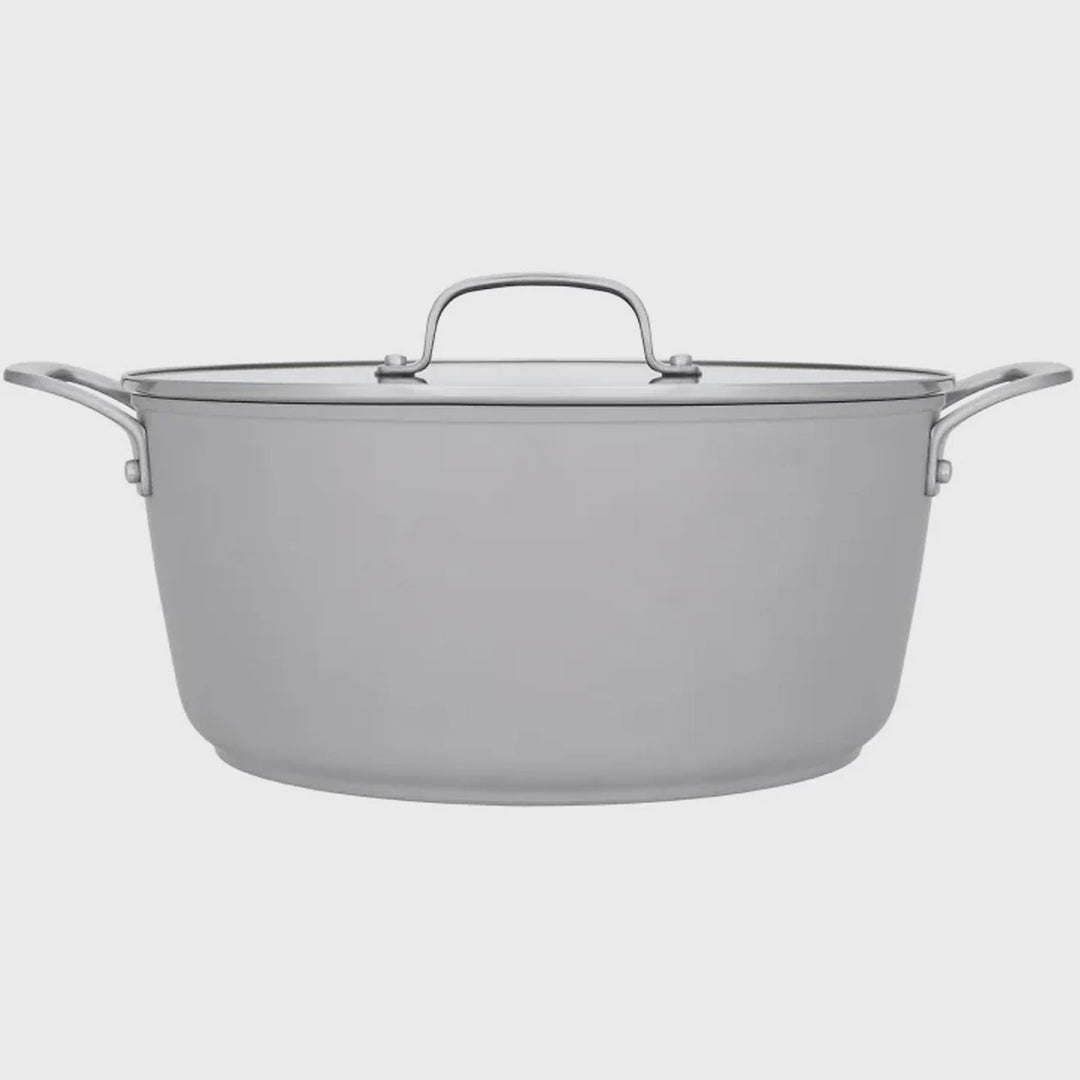 Laura Ashley Forged Aluminium Non-stick Casserole Pot with Glass Lid 28cm - Dark Dove Grey
