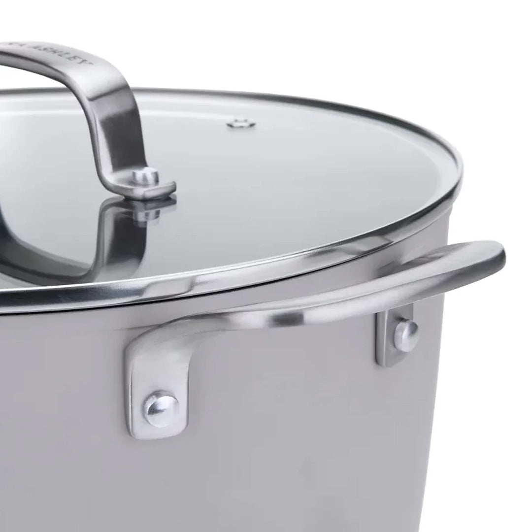 Laura Ashley Forged Aluminium Non-stick Casserole Pot with Glass Lid 28cm - Dark Dove Grey