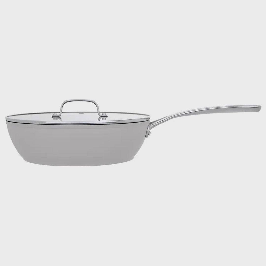 Laura Ashley Forged Aluminium Non-stick Deep Frying Sauté Pan with Glass Lid 28cm - Dark Dove Grey