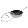 Laura Ashley Forged Aluminium Non-stick Deep Frying Sauté Pan with Glass Lid 28cm - Dark Dove Grey