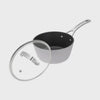 Laura Ashley Forged Aluminium Non-stick Saucepan with Glass Lid 18cm - Dark Dove Grey