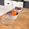 Laura Ashley Forged Aluminium Non-stick Saucepan with Glass Lid 20cm - Dark Dove Grey