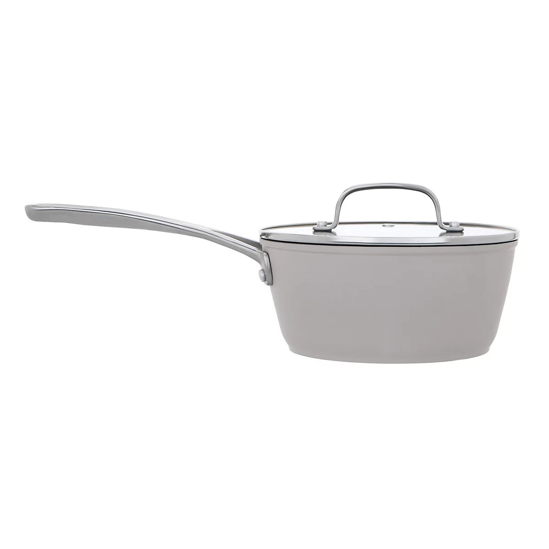 Laura Ashley Forged Aluminium Non-stick Saucepan with Glass Lid 20cm - Dark Dove Grey