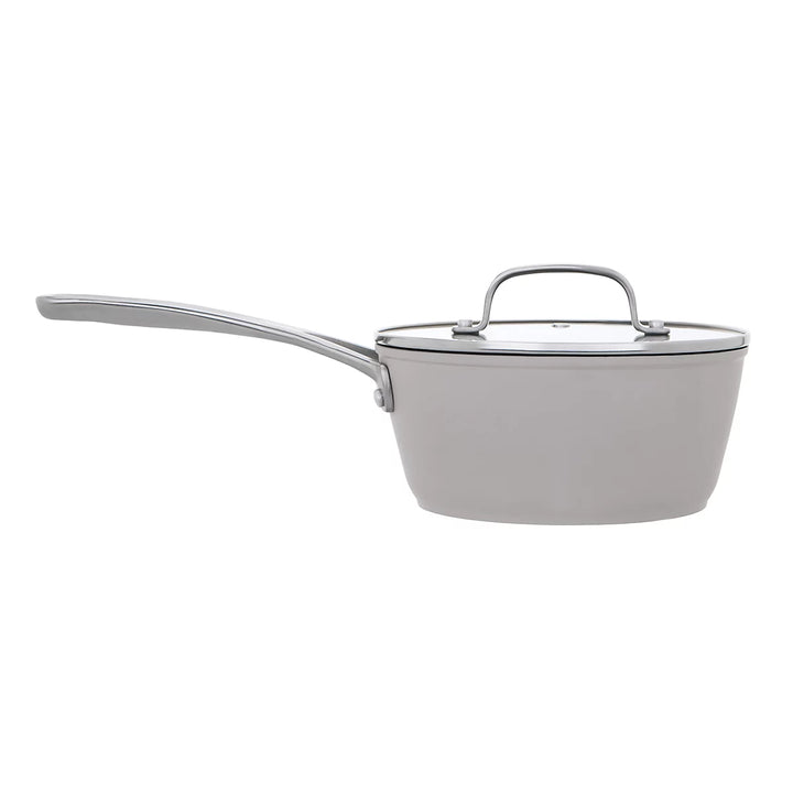 Laura Ashley Forged Aluminium Non-stick Saucepan with Glass Lid 20cm - Dark Dove Grey