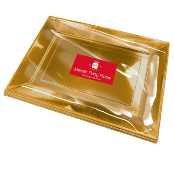 Christmas Metallic Gold Platter Trays 28 x 38cm - Pack of 2