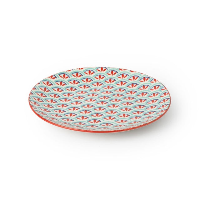 Mikasa Green and Blue Geometric Stoneware Side Plate, 18cm