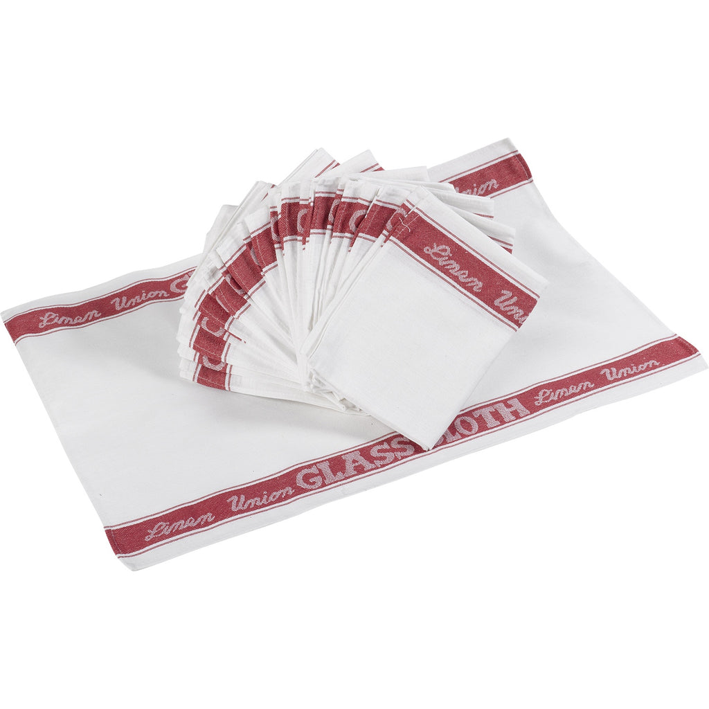 Linen Union Glass Cloth Tea Towel Red