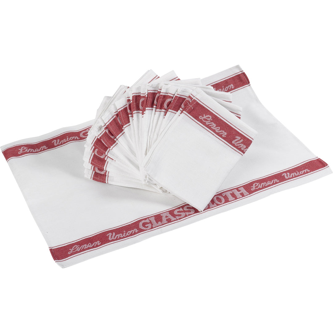 Linen Union Glass Cloth Tea Towel Red