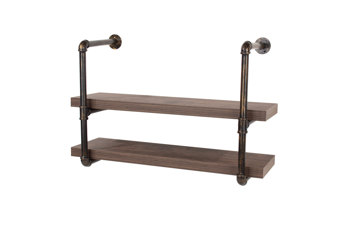 Loft Double Wall Shelf With Pipe Design Brackets (DHD) Image 1