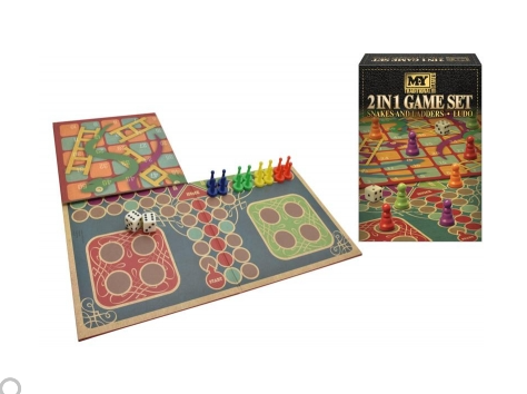 2 In 1 Snakes & Ladders And Ludo Game Set