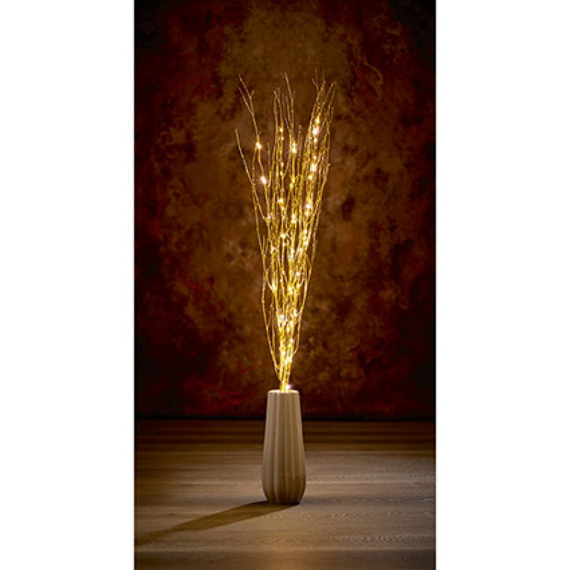 Premier 1.2m Gold Glitter Lit Branch With 80 Warm White LEDs