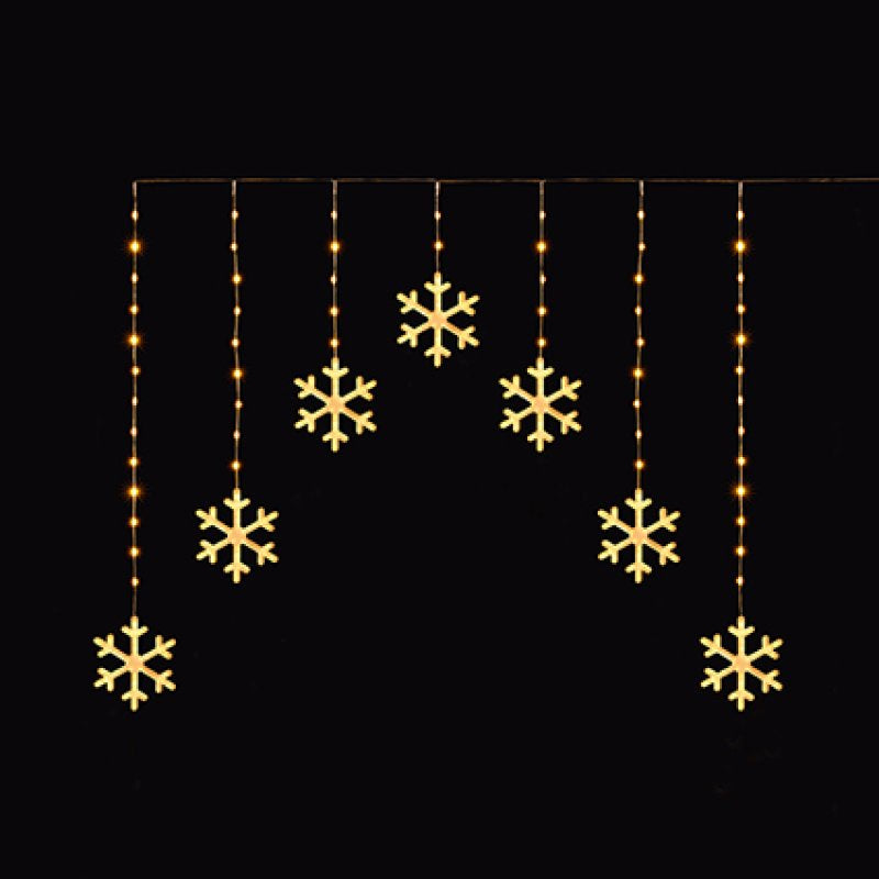 Premier 1.2 x 1.2m FlexiBrights V Curtain Light Neon Warm White Snowflake with Timer