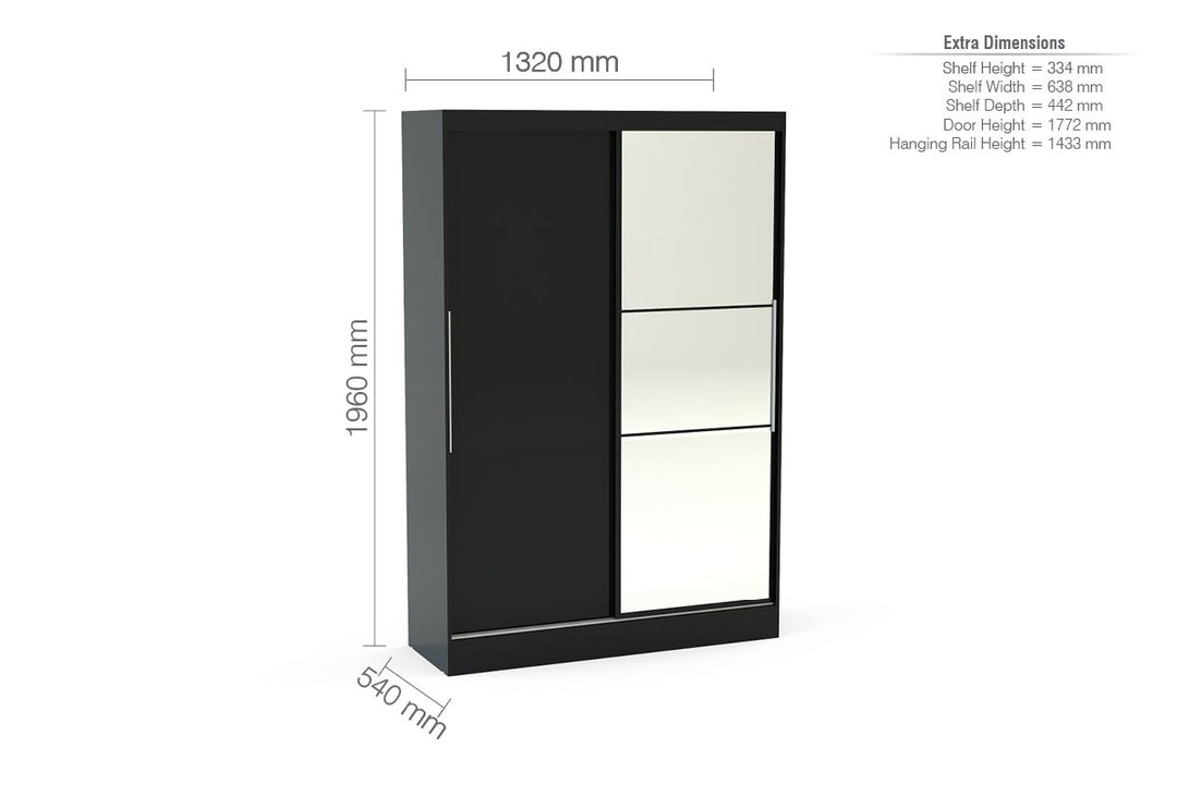 Birlea Lynx 2 Door Sliding Wardrobe With Mirror (Self Assembly) (DHD)