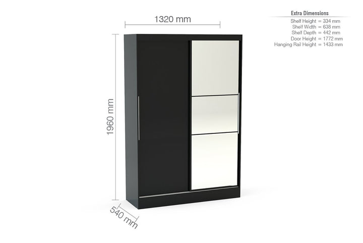 Birlea Lynx 2 Door Sliding Wardrobe With Mirror (Self Assembly) (DHD)