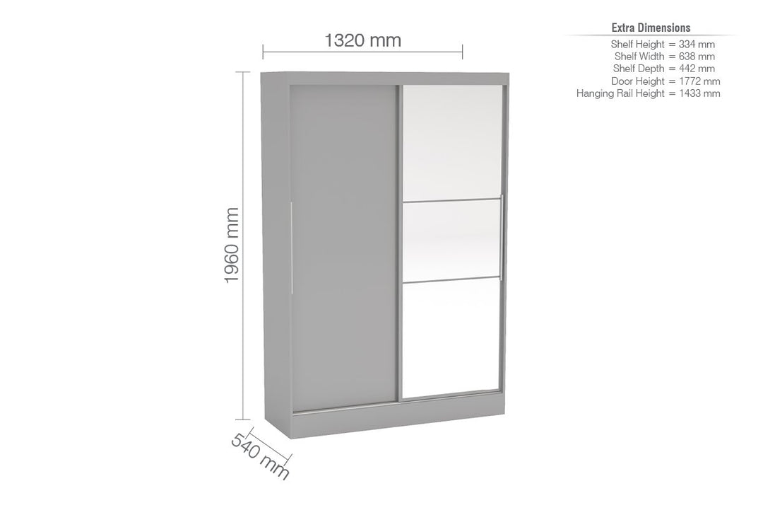 Birlea Lynx 2 Door Sliding Wardrobe With Mirror (Self Assembly) (DHD)