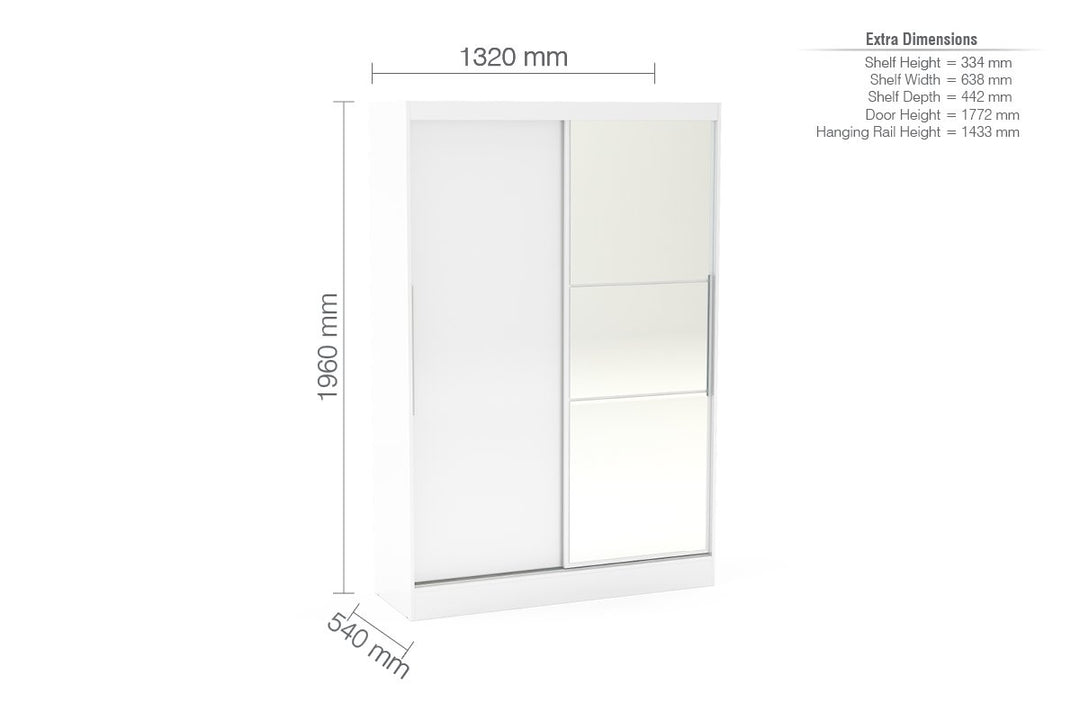 Birlea Lynx 2 Door Sliding Wardrobe With Mirror (Self Assembly) (DHD)