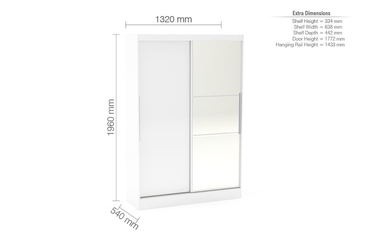 Birlea Lynx 2 Door Sliding Wardrobe With Mirror (Self Assembly) (DHD)