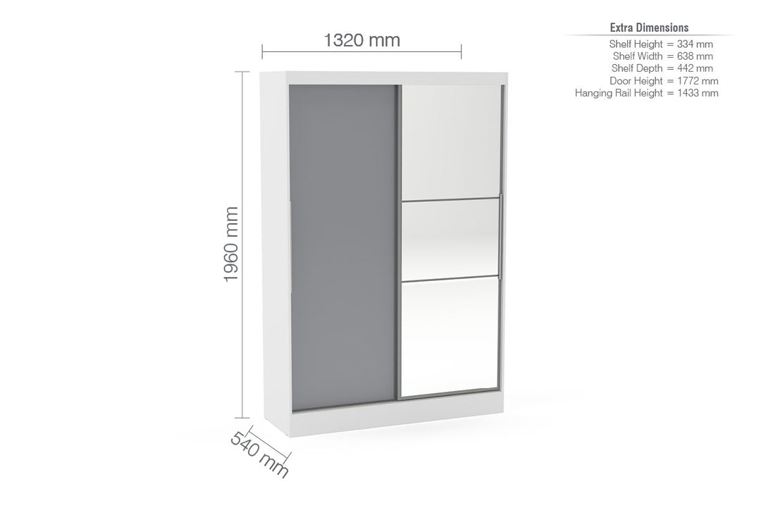 Birlea Lynx 2 Door Sliding Wardrobe With Mirror (Self Assembly) (DHD)