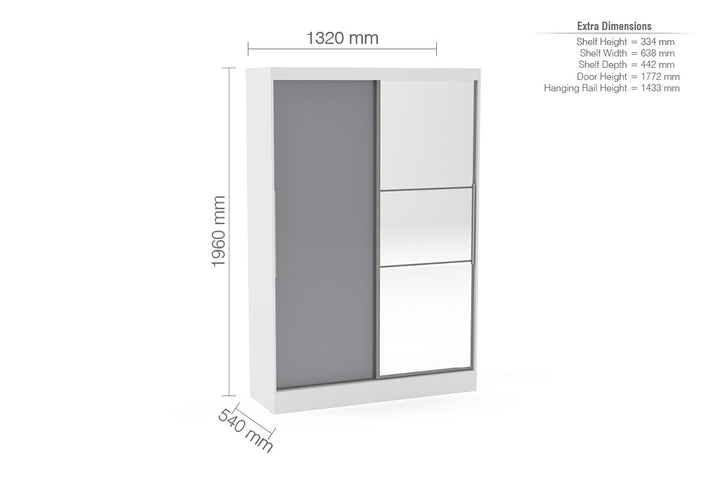 Birlea Lynx 2 Door Sliding Wardrobe With Mirror (Self Assembly) (DHD)