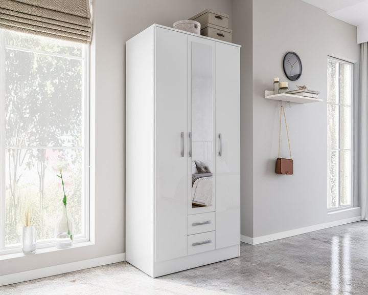 Birlea Lynx 3 Door 2 Drawer Wardrobe With Mirror (Self Assembly) (DHD)