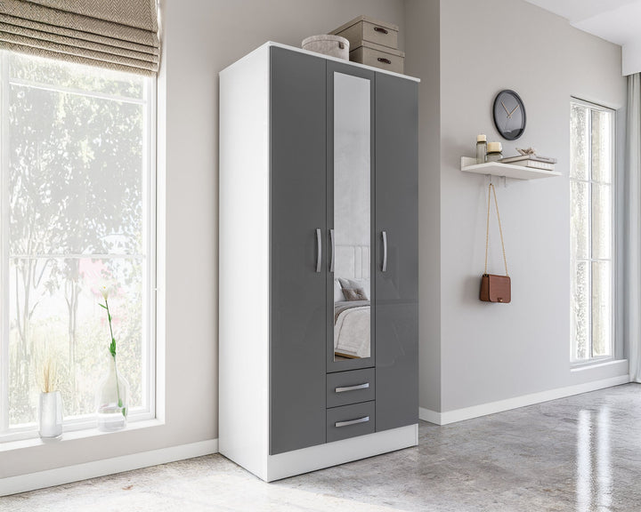 Birlea Lynx 3 Door 2 Drawer Wardrobe With Mirror (Self Assembly) (DHD)