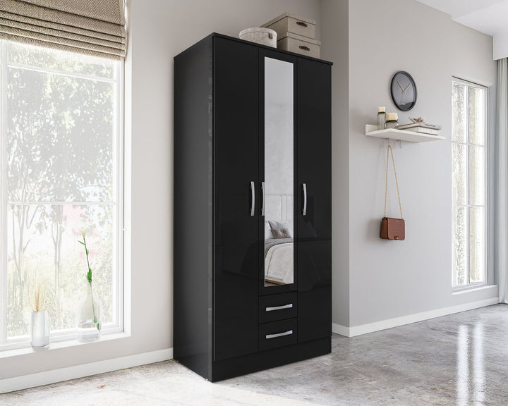 Birlea Lynx 3 Door 2 Drawer Wardrobe With Mirror (Self Assembly) (DHD)