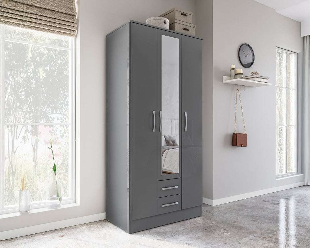 Birlea Lynx 3 Door 2 Drawer Wardrobe With Mirror (Self Assembly) (DHD)