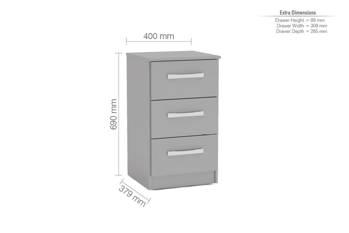 Birlea Lynx 3 Drawer Bedside (Self Assembly) (DHD)