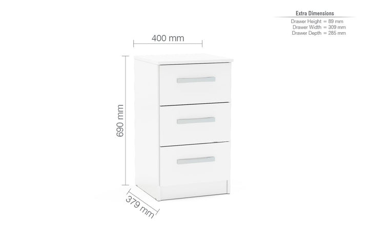 Birlea Lynx 3 Drawer Bedside (Self Assembly) (DHD)