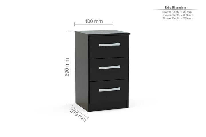 Birlea Lynx 3 Drawer Bedside (Self Assembly) (DHD)