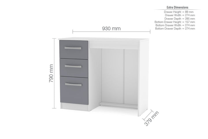 Birlea Lynx 3 Drawer Dressing Table (Self Assembly) (DHD)