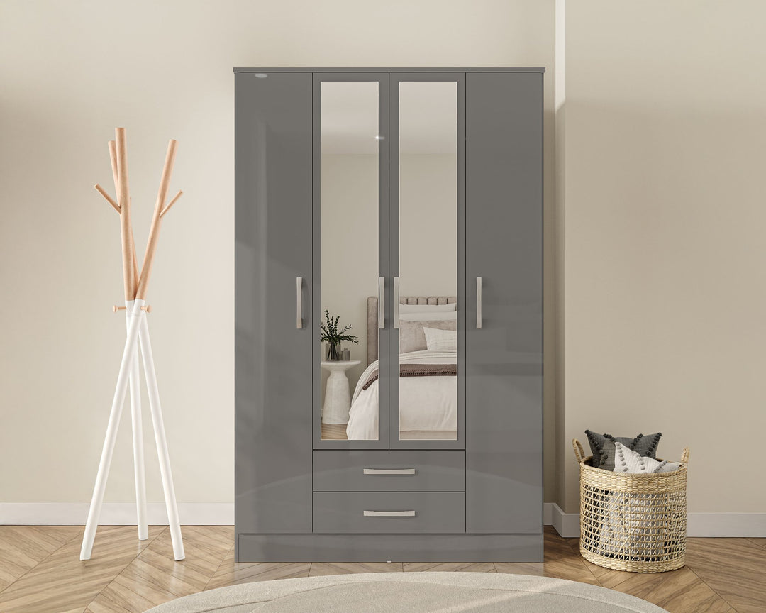 Birlea Lynx 4 Door 2 Drawer Wardrobe With Mirror (Self Assembly) (DHD)