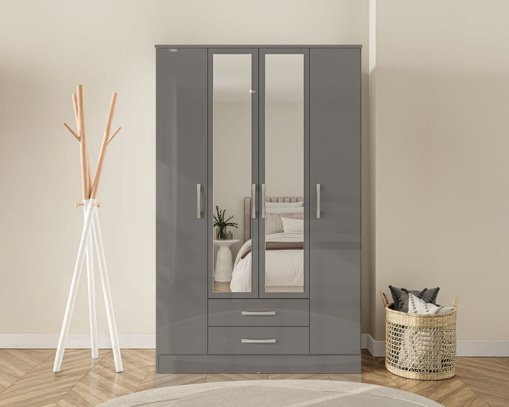 Birlea Lynx 4 Door 2 Drawer Wardrobe With Mirror (Self Assembly) (DHD)
