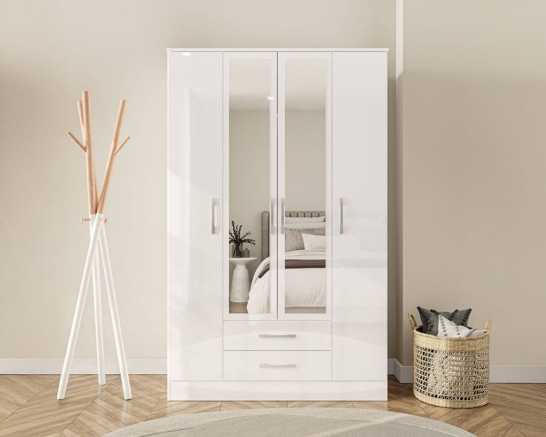 Birlea Lynx 4 Door 2 Drawer Wardrobe With Mirror (Self Assembly) (DHD)