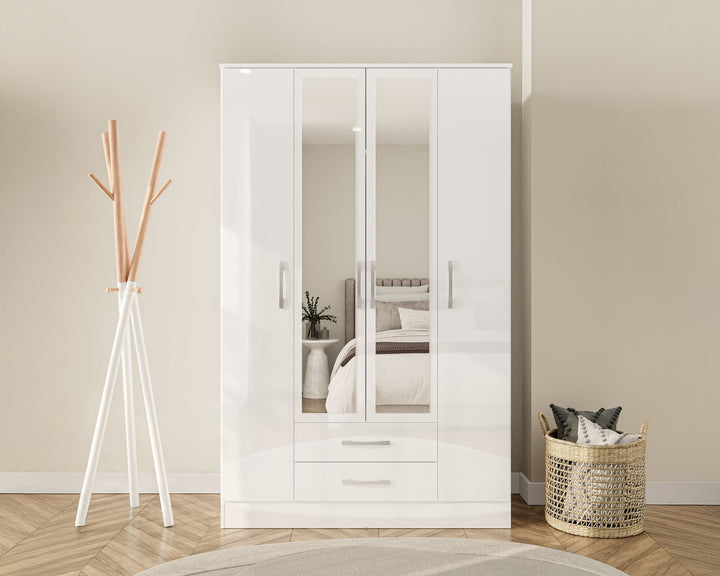Birlea Lynx 4 Door 2 Drawer Wardrobe With Mirror (Self Assembly) (DHD)