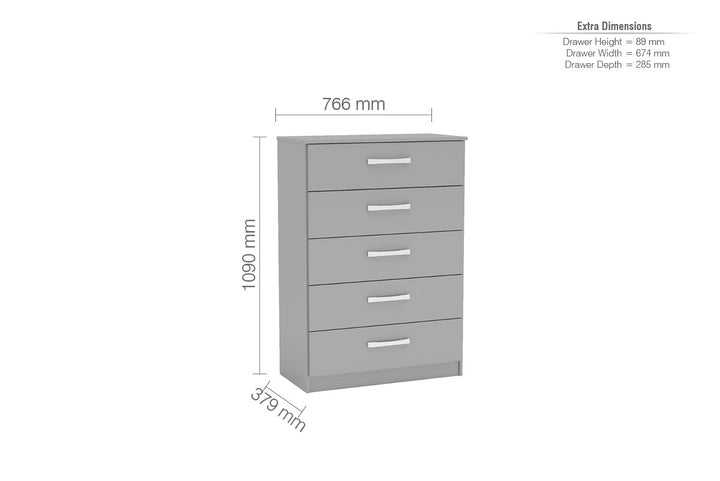 Birlea Lynx 5 Drawer Chest (Self Assembly) (DHD)