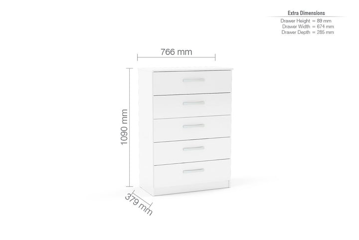 Birlea Lynx 5 Drawer Chest (Self Assembly) (DHD)