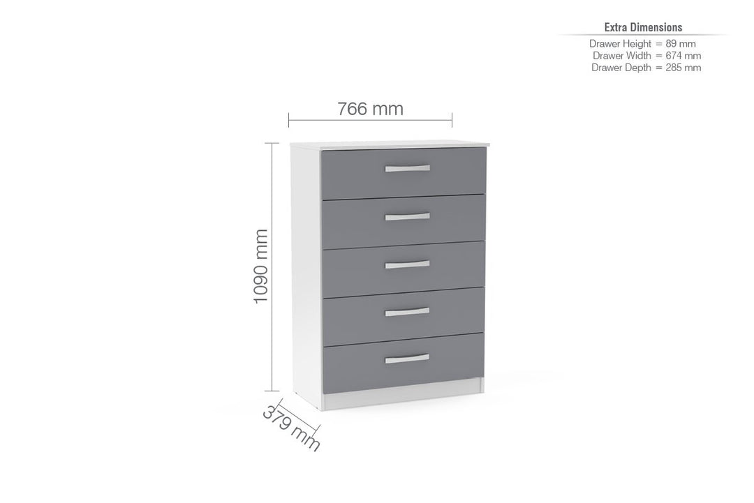 Birlea Lynx 5 Drawer Chest (Self Assembly) (DHD)