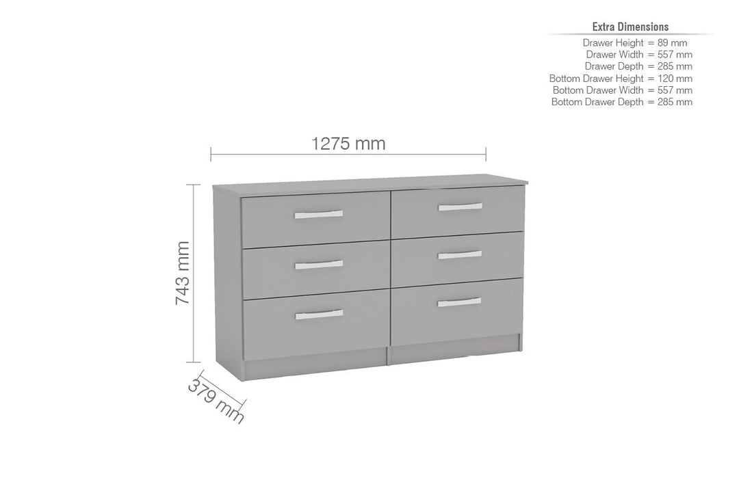 Birlea Lynx 6 Drawer Chest (Self Assembly) (DHD)