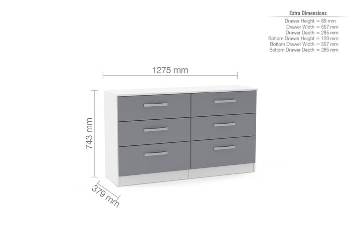 Birlea Lynx 6 Drawer Chest (Self Assembly) (DHD)