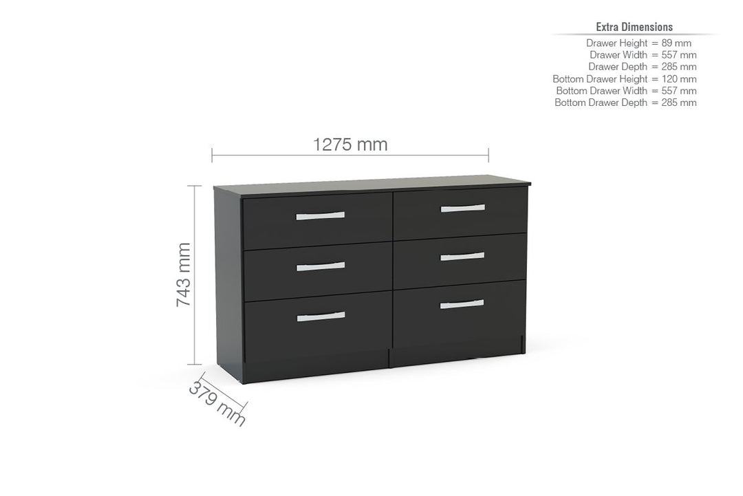 Birlea Lynx 6 Drawer Chest (Self Assembly) (DHD)