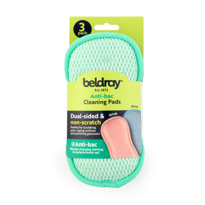 Beldray Anti-Bac Scrubbing Cleaning Pads – Pack of 3