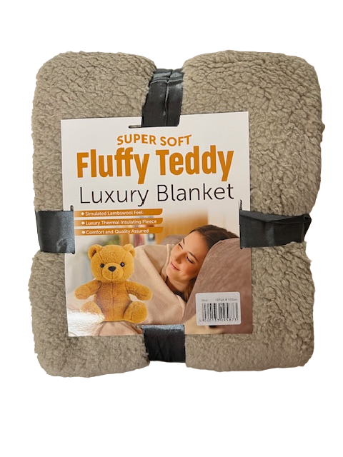 Teddy Fleece Blanket Throw 150 x 200cm Mink