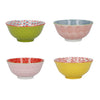 KitchenCraft Patterned Cereal Bowls Set in Gift Box, Ceramic, 'Brights' Designs 15cm Set of 4