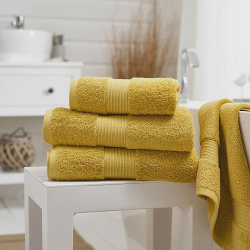 Bliss Pima cotton towel in mustard