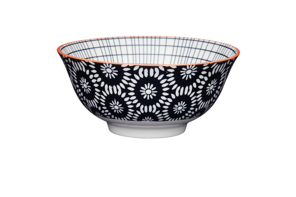 KitchenCraft Black Tile Ceramic Bowl, 16cm