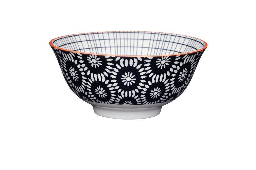 KitchenCraft Black Tile Ceramic Bowl, 16cm