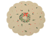 Scalloped embroidered wreath placemat natural 35cm dia