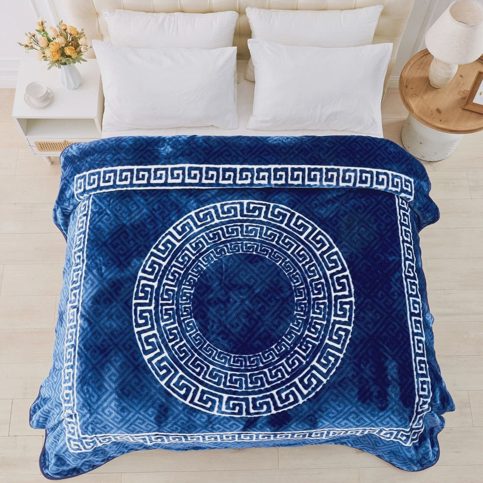 Apollo Greek Key Mink Throw 150cm x 200cm Navy